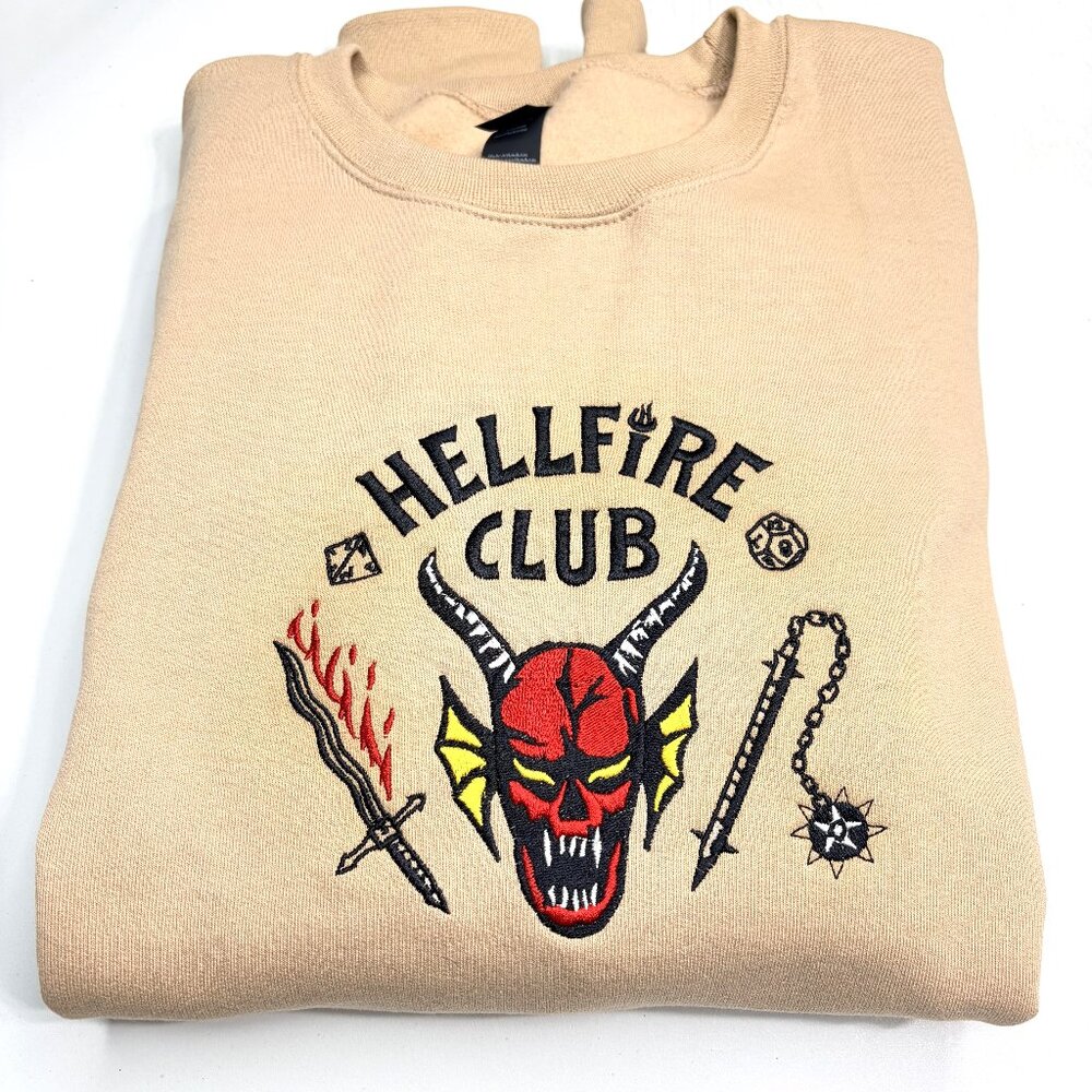 Stranger Things Hellfire Club Sweatshirt Embroidered Adult Unisex Crewneck Gamer